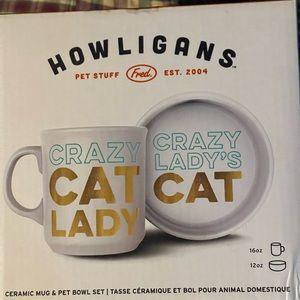 Crazy cat lady mug and crazy cat bowl.